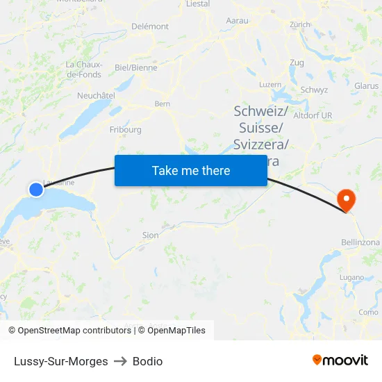 Lussy-Sur-Morges to Bodio map