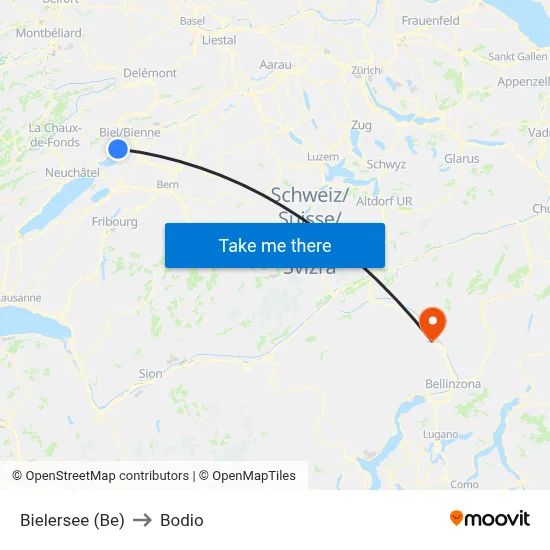 Bielersee (Be) to Bodio map