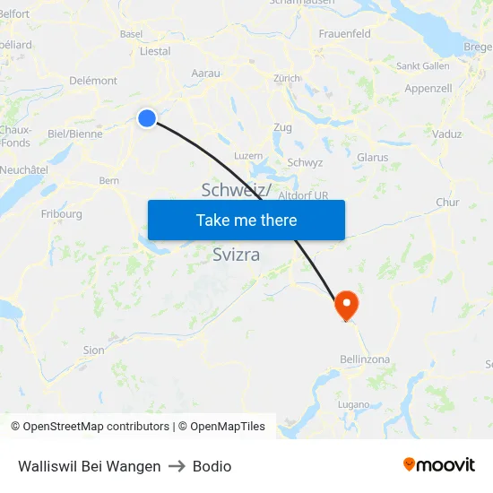 Walliswil Bei Wangen to Bodio map