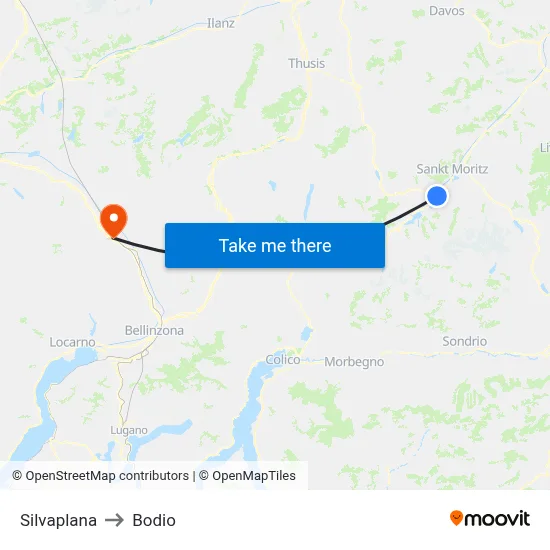 Silvaplana to Bodio map