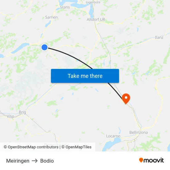 Meiringen to Bodio map
