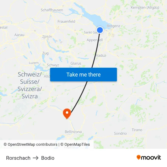 Rorschach to Bodio map