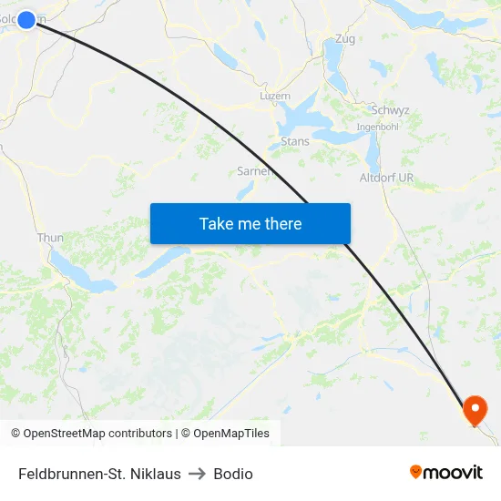 Feldbrunnen-St. Niklaus to Bodio map