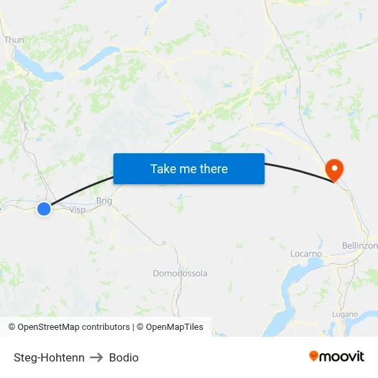 Steg-Hohtenn to Bodio map