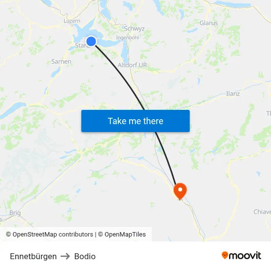 Ennetbürgen to Bodio map