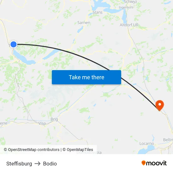 Steffisburg to Bodio map