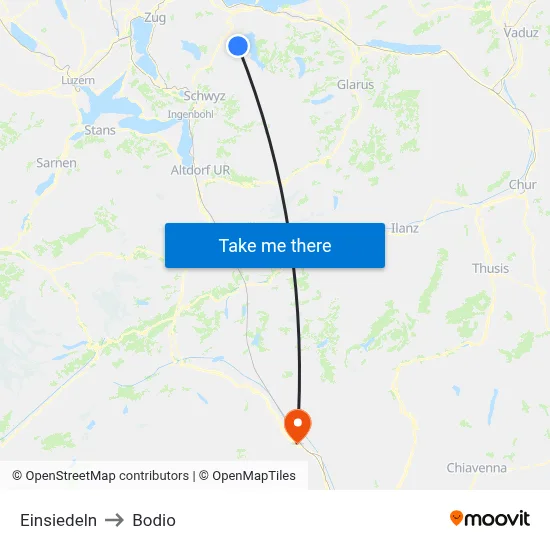 Einsiedeln to Bodio map