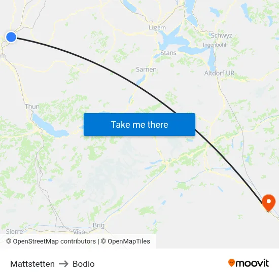 Mattstetten to Bodio map