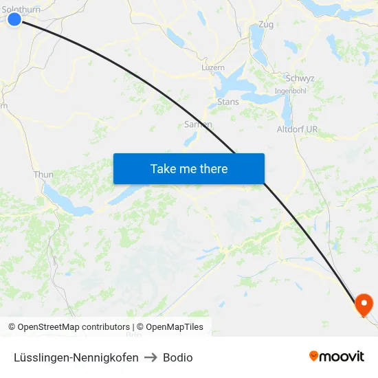 Lüsslingen-Nennigkofen to Bodio map