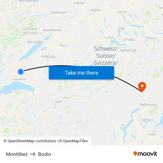 Montilliez to Bodio map