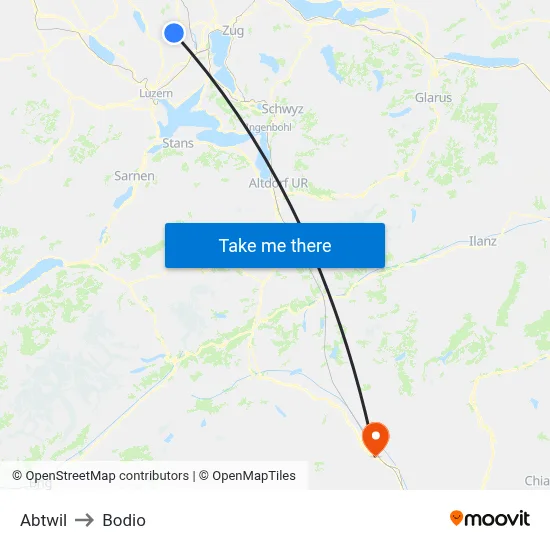 Abtwil to Bodio map