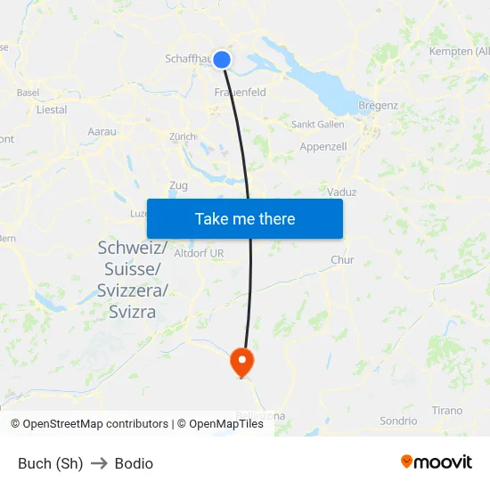 Buch (Sh) to Bodio map