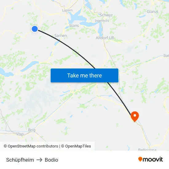 Schüpfheim to Bodio map