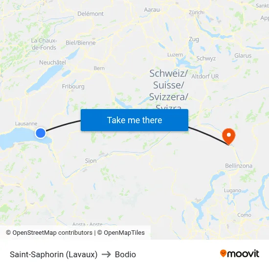 Saint-Saphorin (Lavaux) to Bodio map