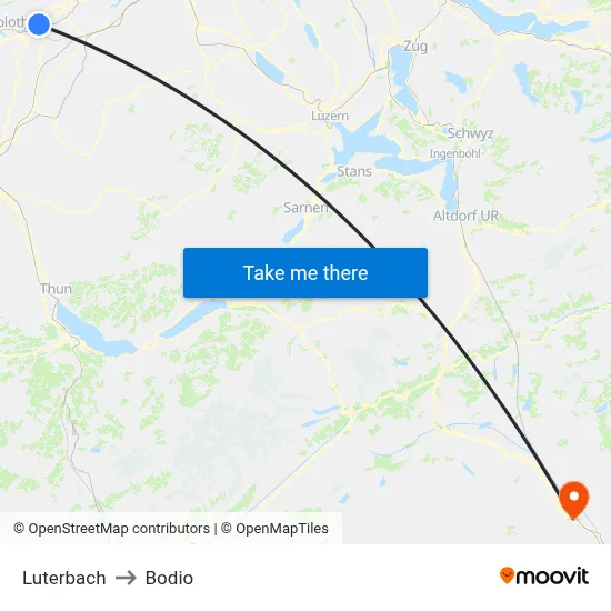 Luterbach to Bodio map