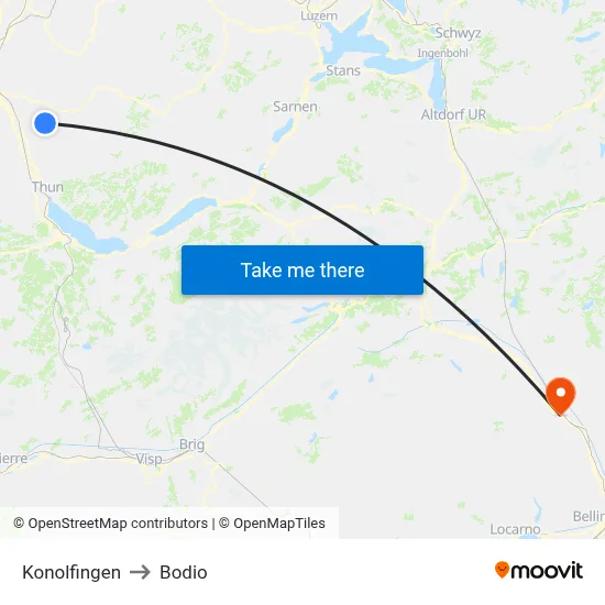 Konolfingen to Bodio map