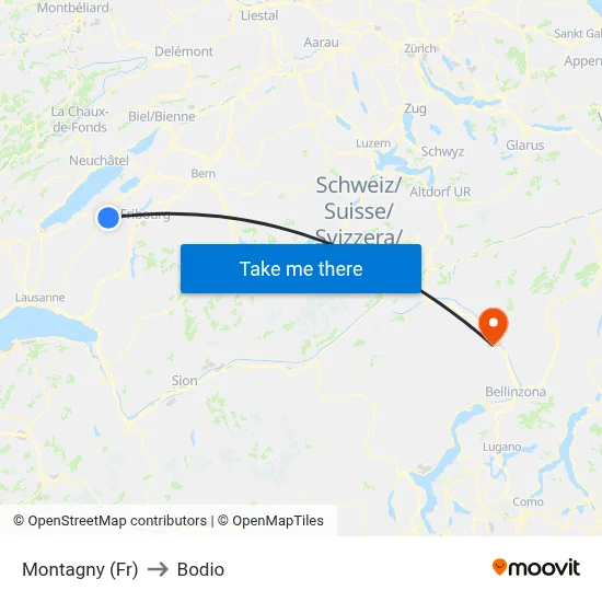 Montagny (Fr) to Bodio map