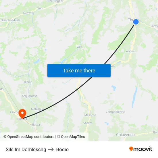 Sils Im Domleschg to Bodio map
