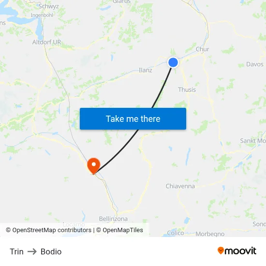 Trin to Bodio map