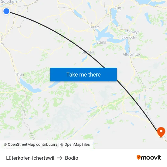 Lüterkofen-Ichertswil to Bodio map