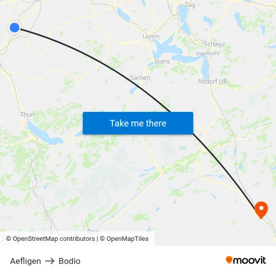 Aefligen to Bodio map