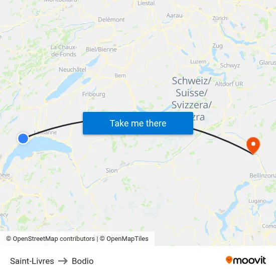 Saint-Livres to Bodio map