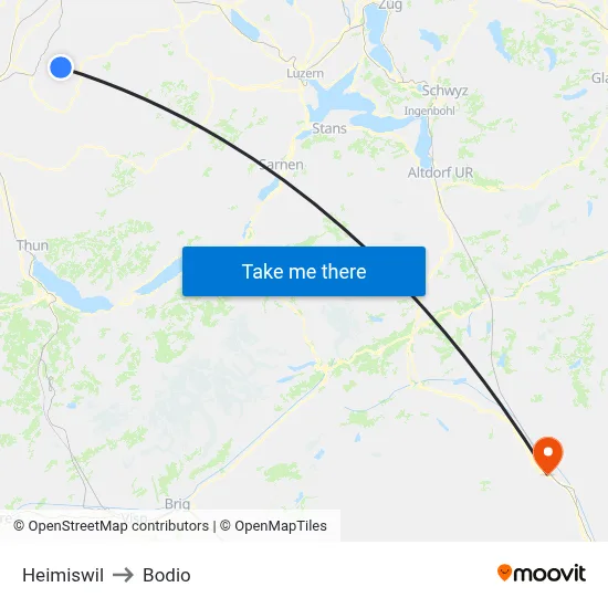 Heimiswil to Bodio map