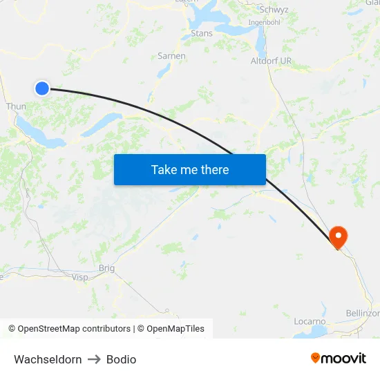 Wachseldorn to Bodio map