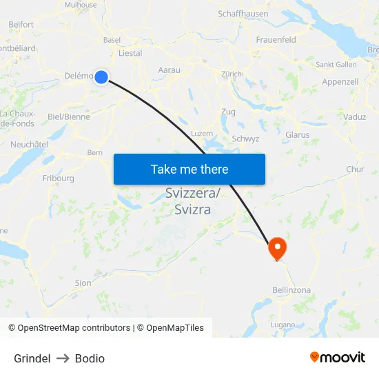Grindel to Bodio map