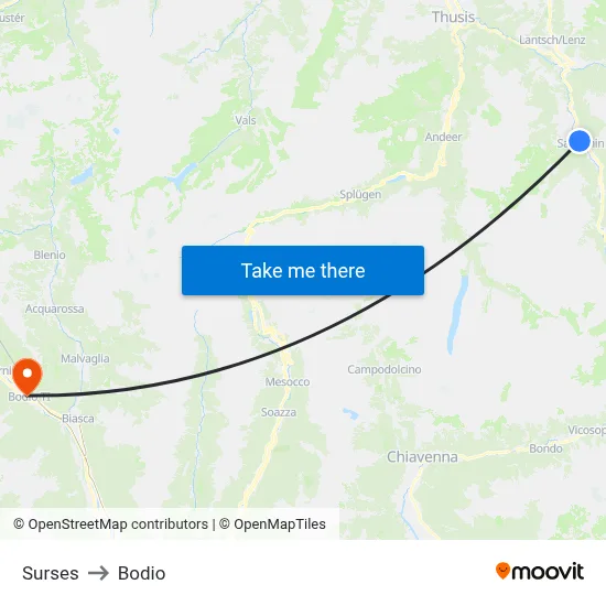 Surses to Bodio map