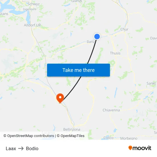 Laax to Bodio map
