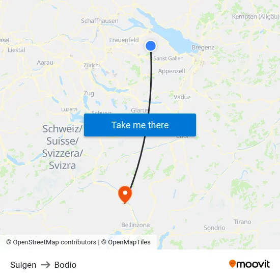 Sulgen to Bodio map