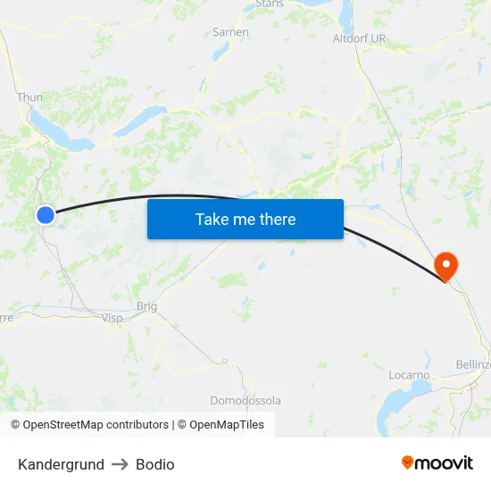 Kandergrund to Bodio map