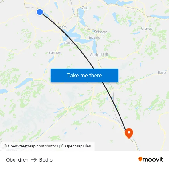 Oberkirch to Bodio map