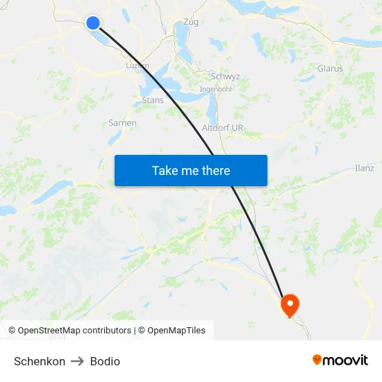 Schenkon to Bodio map