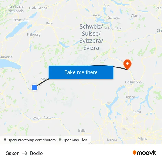 Saxon to Bodio map