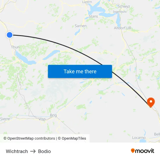 Wichtrach to Bodio map