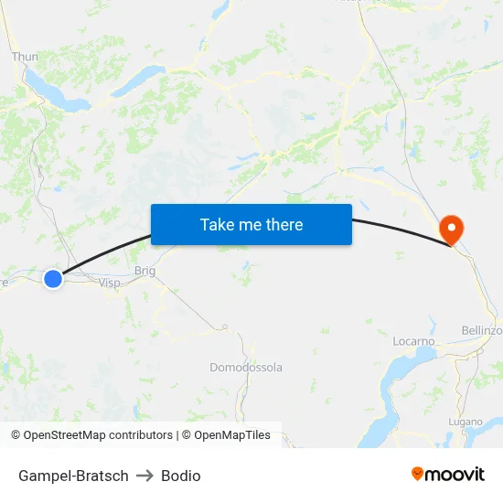 Gampel-Bratsch to Bodio map