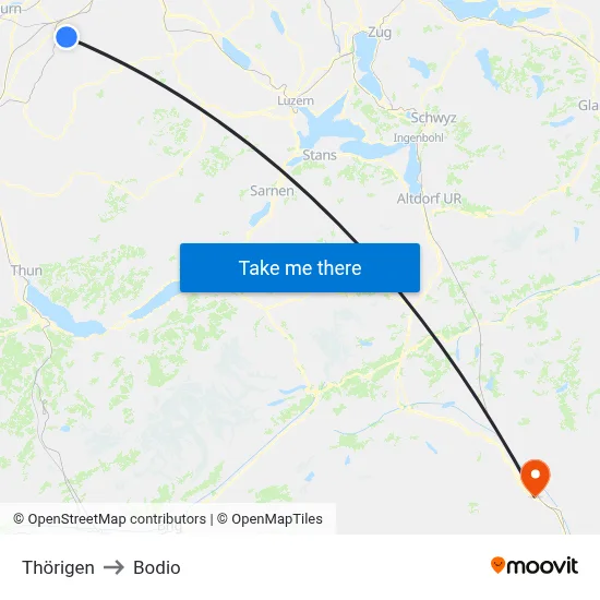 Thörigen to Bodio map