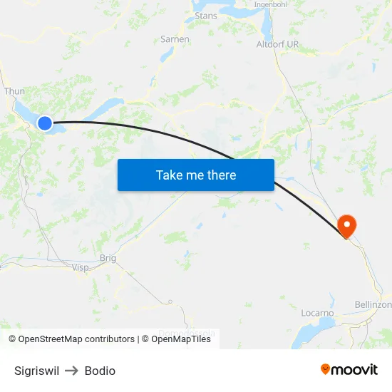 Sigriswil to Bodio map