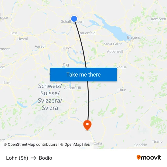 Lohn (Sh) to Bodio map