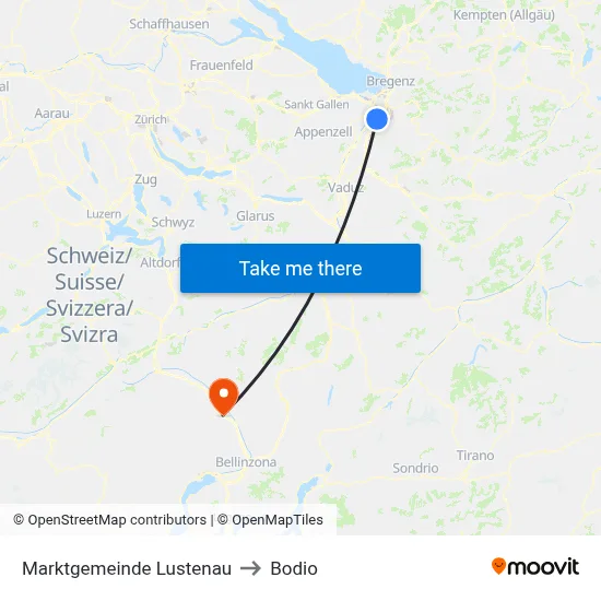 Marktgemeinde Lustenau to Bodio map