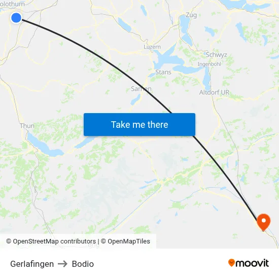 Gerlafingen to Bodio map
