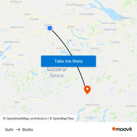 Suhr to Bodio map