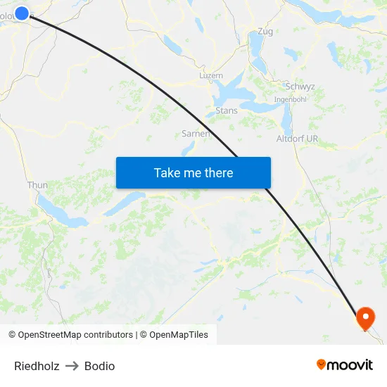 Riedholz to Bodio map