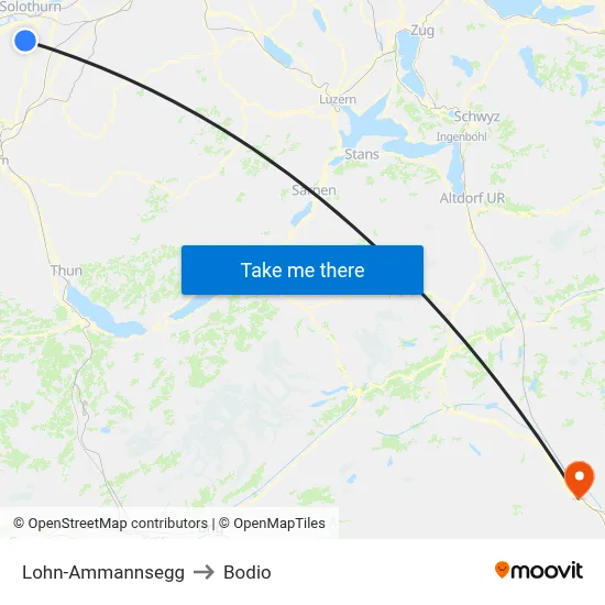 Lohn-Ammannsegg to Bodio map