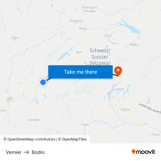 Vernier to Bodio map