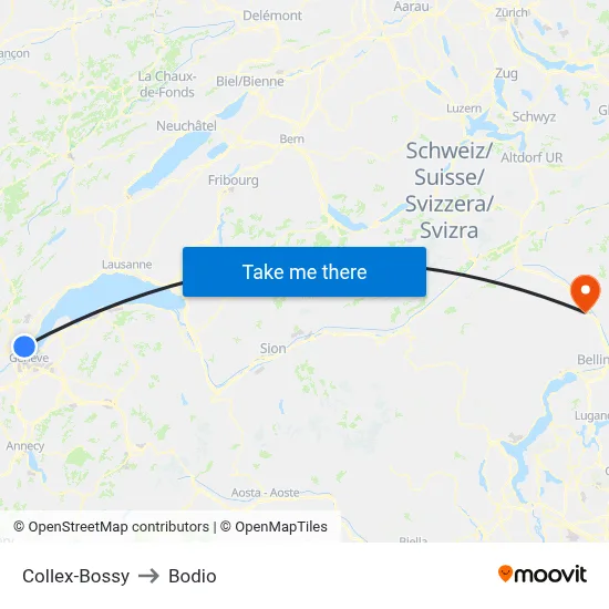 Collex-Bossy to Bodio map