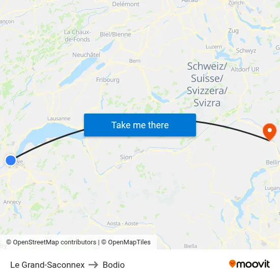 Le Grand-Saconnex to Bodio map