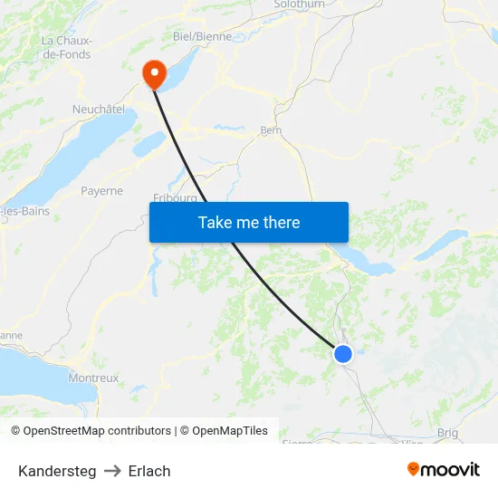 Kandersteg to Erlach map